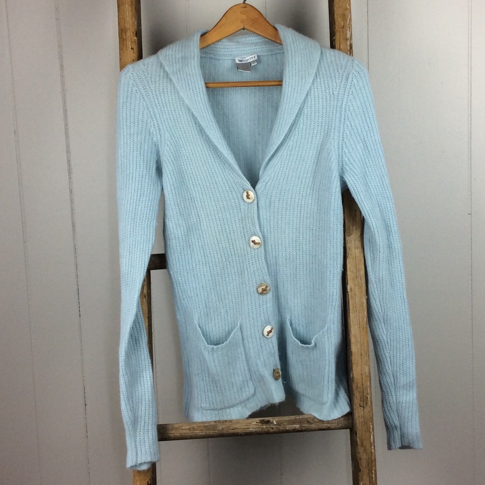 Worth Pure Cashmere Cowl Neck Cardigan Sweater